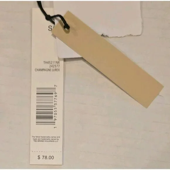 TAHARI Champange‎ Lurex High Winter 2024 Small Sparkling Silver Wide THR5211NR